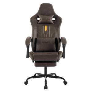 Gaming-Stuhl mit Fußstütze, Kopfstütze und Lendenkissen