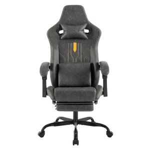Gaming-Stuhl mit Fußstütze, Kopfstütze und Lendenkissen