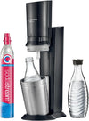 Crystal 3.0 Wassersprudler mit 1x Quick-Connect CO2-Zylinder und 2X Glaskaraffen, Silber, Schwarz, Titan, 45 cm