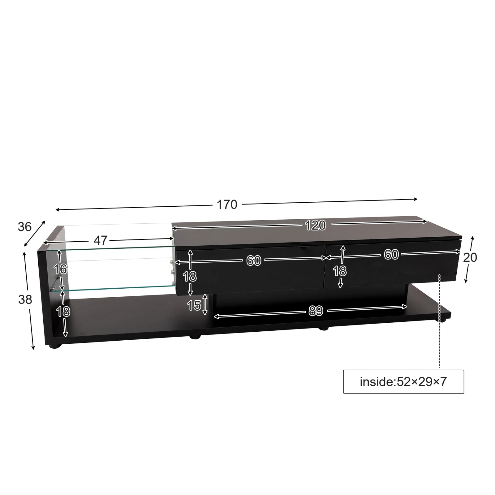 Moderner TV-Schrank mit Stauraum – 170 cm