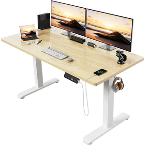 Elektrisch Höhenverstellbarer Schreibtisch 140 × 70 cm mit Memory-Funktion und USB-Anschluss