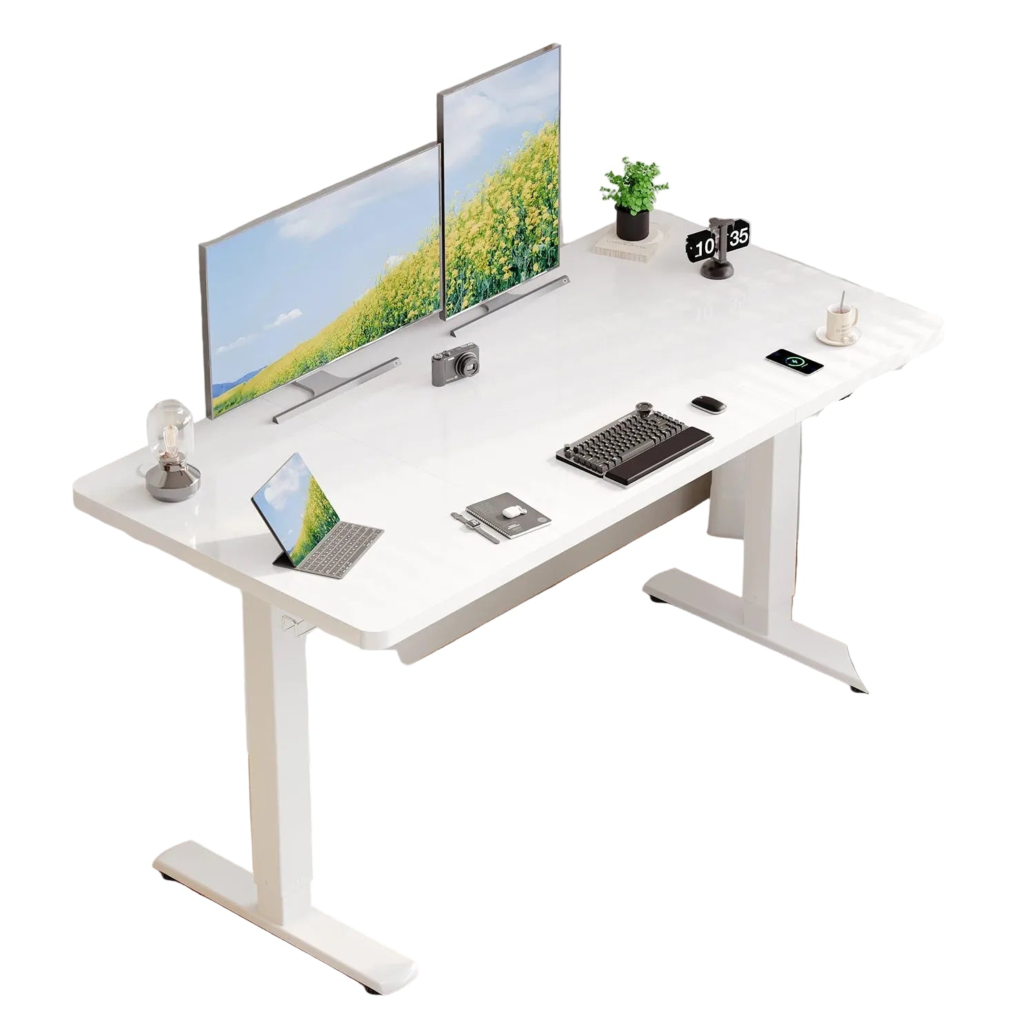 Elektrisch Höhenverstellbarer Schreibtisch 140 × 60 cm mit USB-Anschluss und Memory-Funktion
