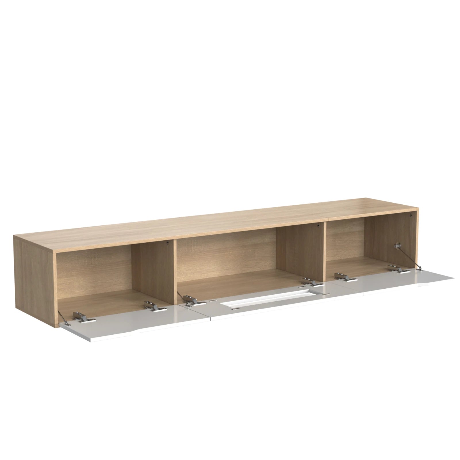 TV-Schrank Hochglanz Weiß & Holzoptik mit LED-Beleuchtung – 180 cm