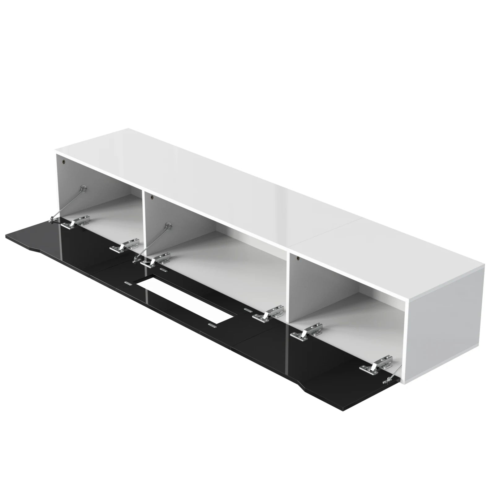 TV-Schrank Hochglanz Weiß & Holzoptik mit LED-Beleuchtung – 180 cm