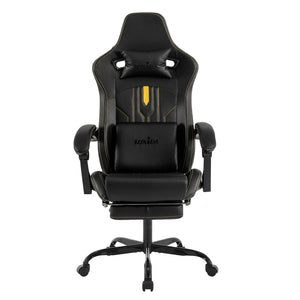 Gaming-Stuhl mit Fußstütze, Kopfstütze und Lendenkissen