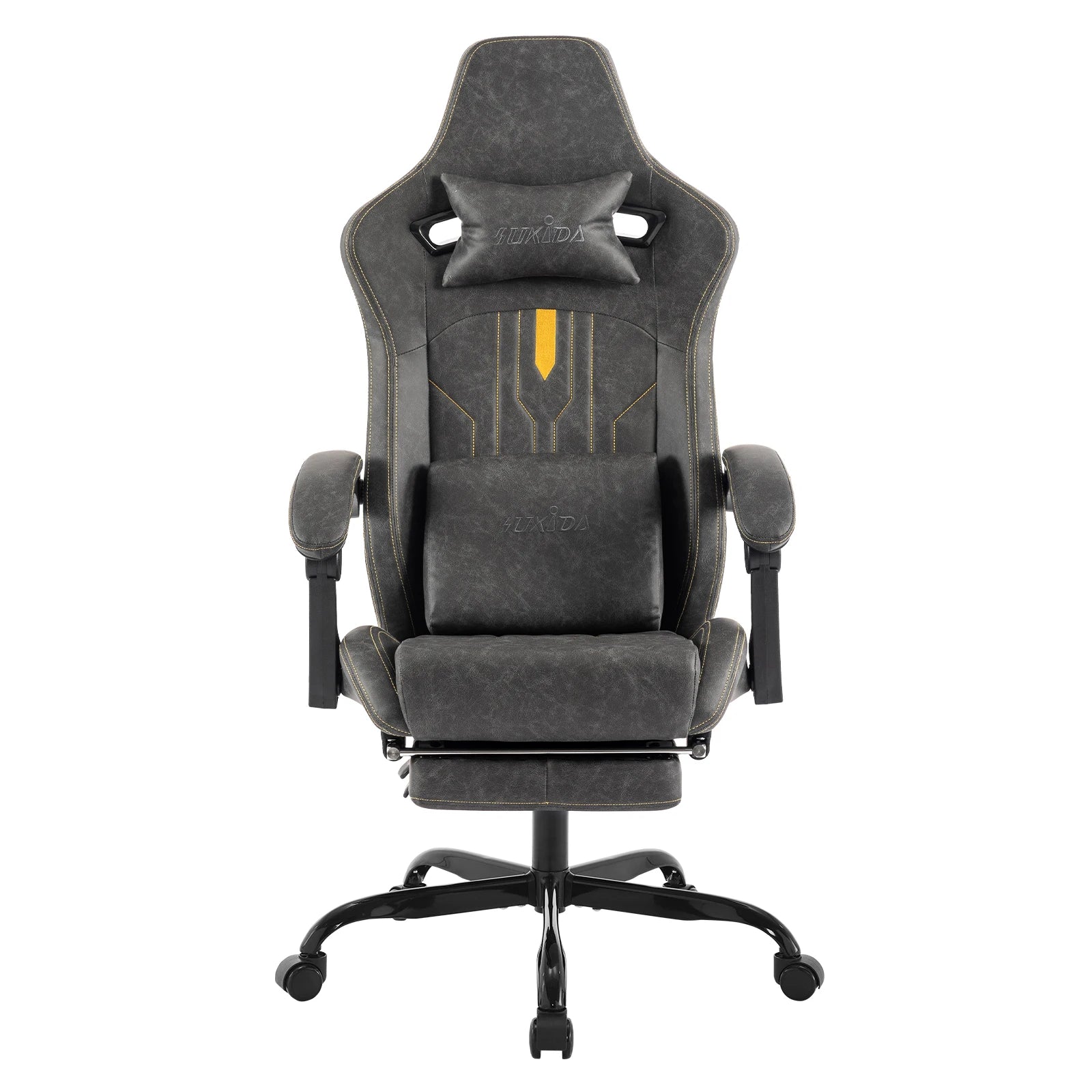 Gaming-Stuhl mit Fußstütze, Kopfstütze und Lendenkissen